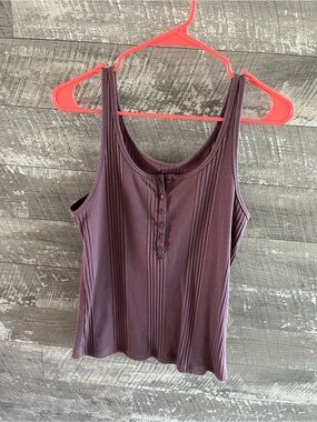 a new day Ribbed Henley Tank - Plum